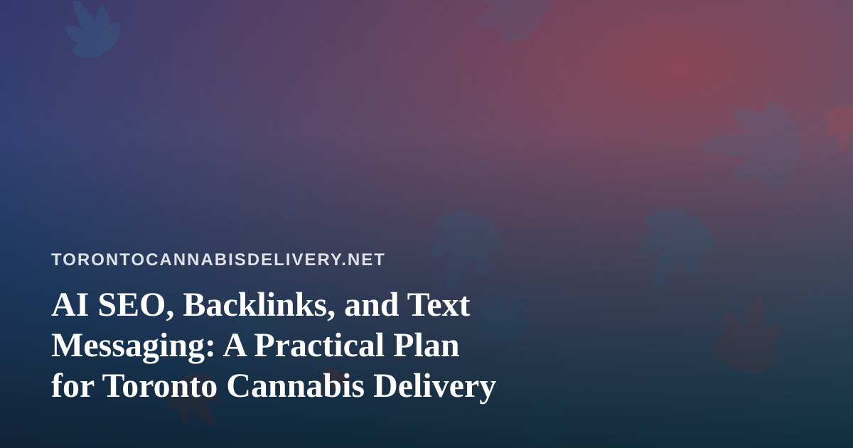 AI SEO, Backlinks, and Text Messaging: A Practical Plan for Toronto Cannabis Delivery