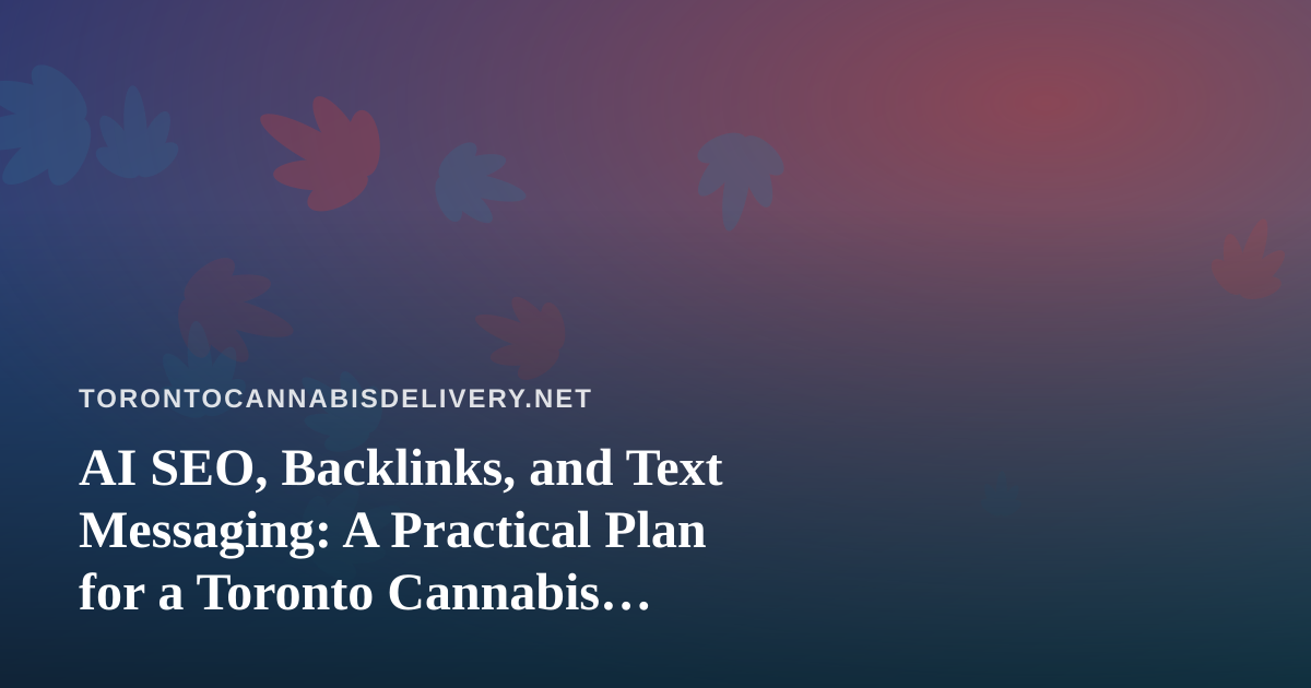 AI SEO, Backlinks, and Text Messaging: A Practical Plan for a Toronto Cannabis Delivery Business