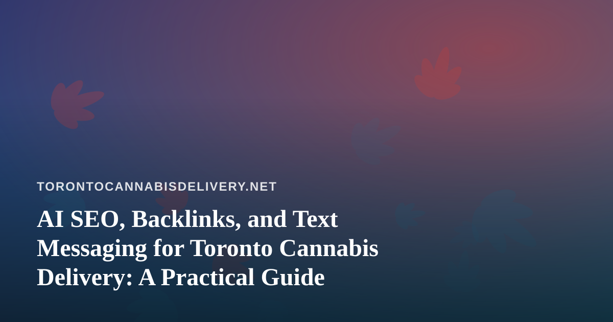 AI SEO, Backlinks, and Text Messaging for Toronto Cannabis Delivery: A Practical Guide