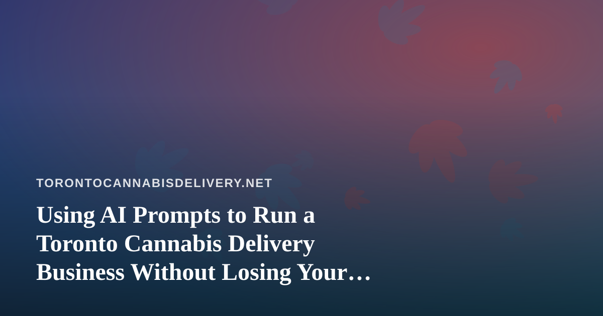 Using AI Prompts to Run a Toronto Cannabis Delivery Business Without Losing Your Compliance Edge