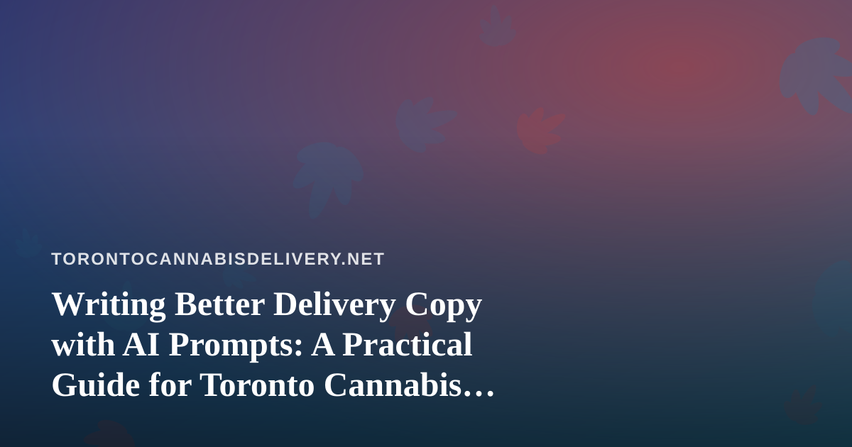 Writing Better Delivery Copy with AI Prompts: A Practical Guide for Toronto Cannabis Delivery Operators