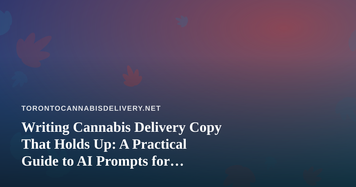 Writing Cannabis Delivery Copy That Holds Up: A Practical Guide to AI Prompts for Toronto Operators